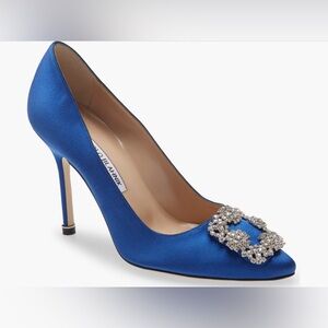 NIB Manolo Blahnik Hangisi Crystal Buckle Pump Size 40.5